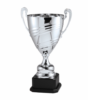 24-1/2 INCH BRIGHT POLISHED SILVER METAL ITALIAN TROPHY CUP