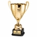24-1/2 INCH GOLD ITALIAN ALL METAL TROPHY CUP ON BLACK EBONY WOOD BASE