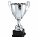 24-1/2 INCH SILVER ITALIAN ALL METAL TROPHY CUP ON BLACK EBONY WOOD BASE