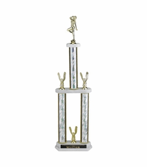 25, 27, 28 INCH SPLASH THREE COLUMN TROPHY WITH EAGLE TRIMS AND TAKES FIGURE