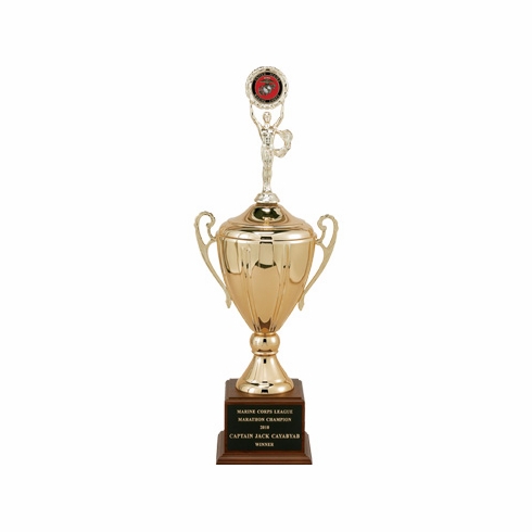 26 INCH SAVOIA SERIES TROPHY WITH 12-1/2 INCH METAL GOLD/SILVER CUP TAKES RISER AND INSERT