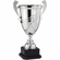 26 INCH SILVER METAL SWIRL CUP ON MARBLE BASE