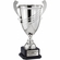 26 INCH SILVER METAL SWIRL CUP ON MARBLE BASE