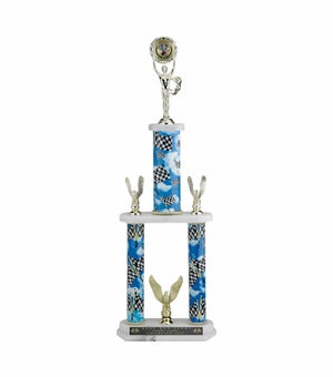 27-1/2, 29-1/2, 31-1/2 INCH SPORT THREE COLUMN TROPHY WITH 2 INCH INSERT AND TRIMS