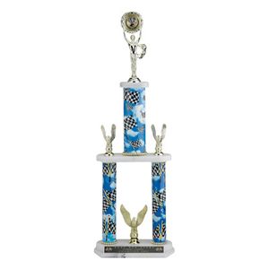 27-1/2, 29-1/2, 31-1/2 INCH SPORT THREE COLUMN TROPHY WITH 2 INCH INSERT AND TRIMS