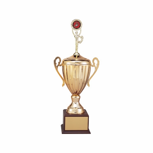 27 INCH RAVENNA SERIES TROPHY WITH 15 INCH METAL GOLD CUP TAKES RISER AND INSERT OR FIGURE