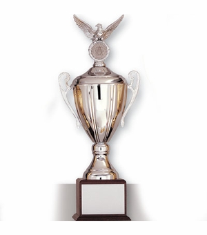 27 INCH SAVOIA SERIES TROPHY WITH 13-1/2 INCH METAL GOLD/SILVER CUP TAKES RISER AND INSERT