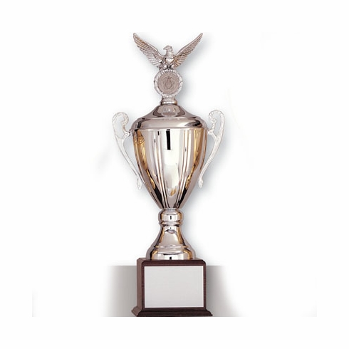 27 INCH SAVOIA SERIES TROPHY WITH 13-1/2 INCH METAL GOLD/SILVER CUP TAKES RISER AND INSERT