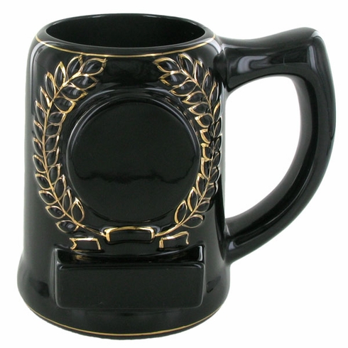 28 OUNCE BLACK BEER MUG WITHOUT 2 INCH INSERT AND PLATE