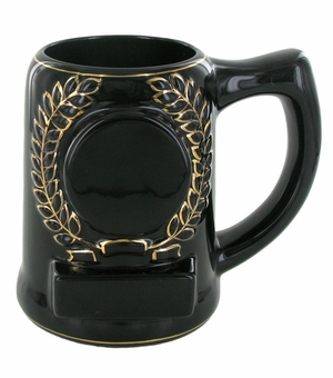 28 OUNCE BLACK BEER MUG WITHOUT 2 INCH INSERT AND PLATE