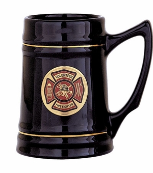 28 OUNCE BLACK CERAMIC TANKARD TAKES 2 INCH INSERT