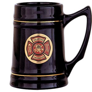 28 OUNCE BLACK CERAMIC TANKARD TAKES 2 INCH INSERT