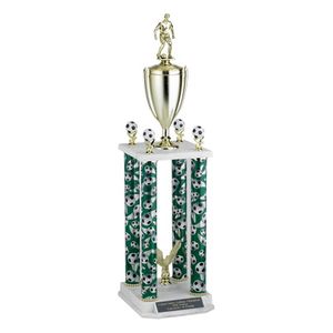 29, 32, 35 INCH FOUR COLUMN TROPHY WITH CUP  AND TRIMS