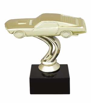 3-1/2 INCH CAMERO GOLD FIGURE ON BLACK MARBLE BASE