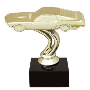 3-1/2 INCH CAMERO GOLD FIGURE ON BLACK MARBLE BASE