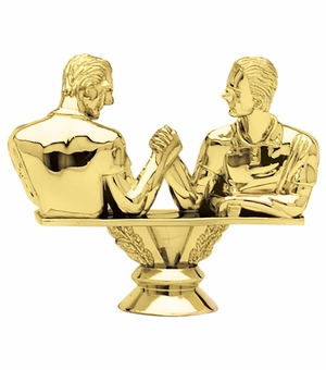 3-1/2 INCH GOLD PLASTIC ARM WRESTLING TROPHY FIGURE