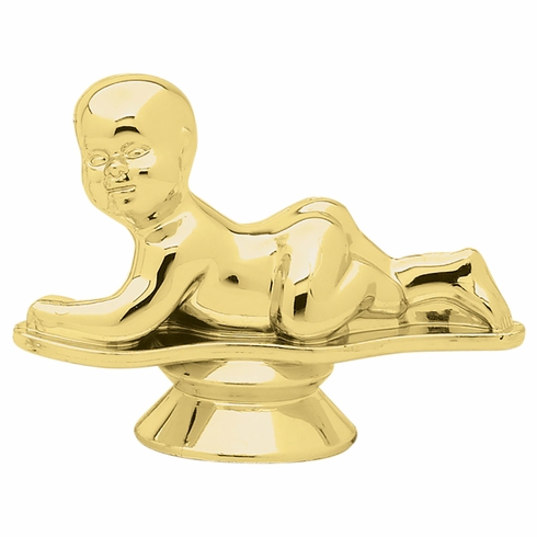 3-1/2 INCH GOLD PLASTIC CRAWLING BABY TROPHY FIGURE