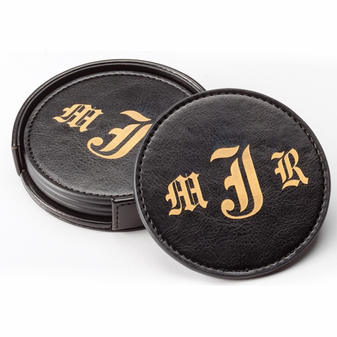 3-1/2" LEATHERETTE COASTERS IN BLACK FOR LAZER ENGRAVING