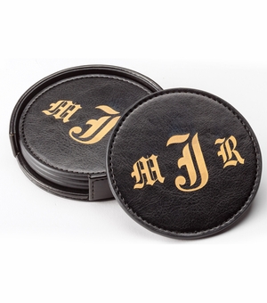 3-1/2" LEATHERETTE COASTERS IN BLACK FOR LAZER ENGRAVING