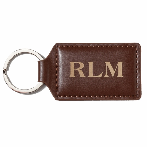 3-1/2 x 1-1/2 INCH RECTANGULAR TAN LEATHERETTE KEY CHAIN