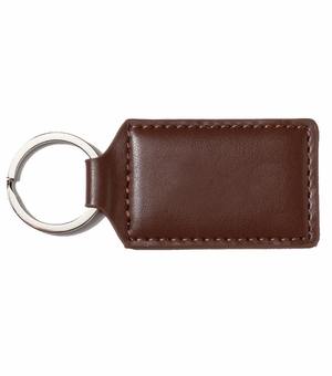 3-1/2 x 1-1/2 INCH RECTANGULAR TAN LEATHERETTE KEY CHAIN