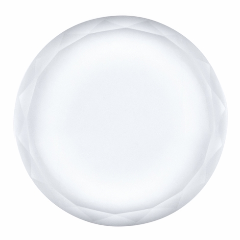 3-1/2 x 1/2 INCH OPTICAL CRYSTAL ROUND FACETED PAPERWEIGHT