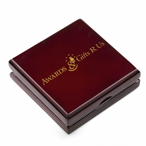 3-1/2 X 1 INCH ROSEWOOD PIANO FINISH COIN\MEDAL BOX