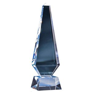 11 X 3-1/2 INCH OPTICAL CRYSTAL OBELISK AWARD