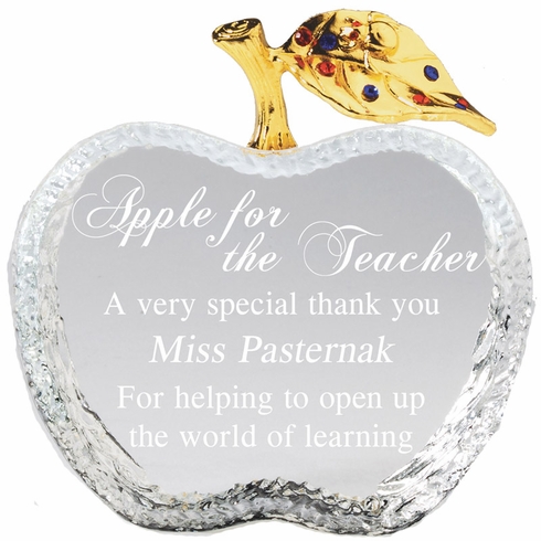 3-1/2 x 3-1/2 INCH OPTICAL APPLE GOLD LEAF AWARD