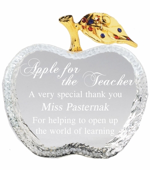 3-1/2 x 3-1/2 INCH OPTICAL APPLE GOLD LEAF AWARD