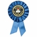 3-1/2" x 6" ROSETTE BLUE RIBBON, 2 STREAMER HOLDS 2" MYLAR INSERT