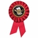 3-1/2" x 6" ROSETTE RED RIBBON, 2 STREAMER HOLDS 2" MYLAR INSERT