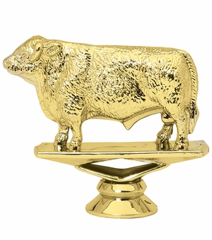 3-1/4 INCH GOLD PLASTIC HEREFORD BULL TROPHY FIGURE