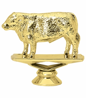3-1/4 INCH GOLD PLASTIC HEREFORD COW TROPHY FIGURE