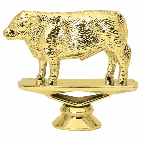 3-1/4 INCH GOLD PLASTIC HEREFORD COW TROPHY FIGURE