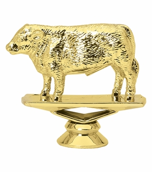 3-1/4 INCH GOLD PLASTIC HEREFORD STEER TROPHY FIGURE