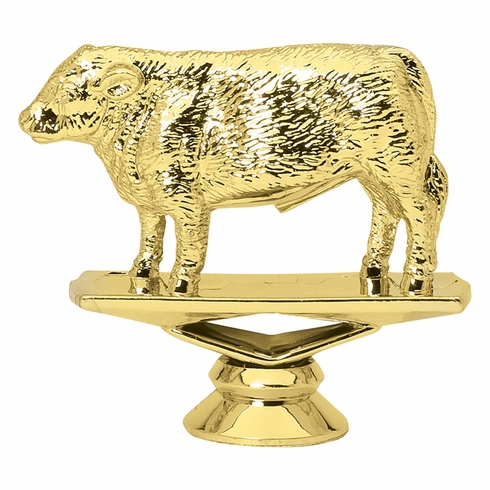 3-1/4 INCH GOLD PLASTIC HEREFORD STEER TROPHY FIGURE