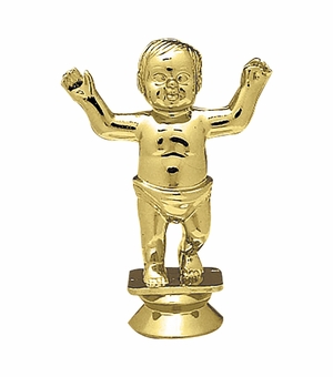 3-1/4 INCH GOLD PLASTIC STANDING BABY TROPHY FIGURE