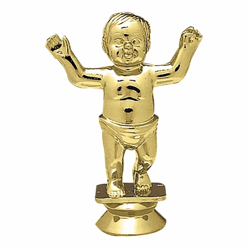 3-1/4 INCH GOLD PLASTIC STANDING BABY TROPHY FIGURE