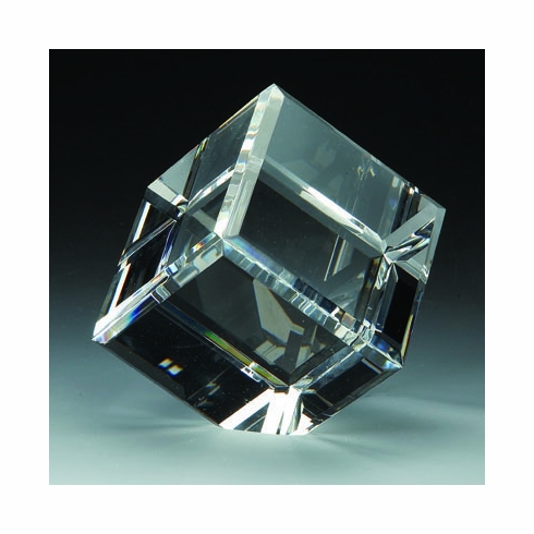 3-1/8 INCH OPTICAL CUT CRYSTAL CUBE