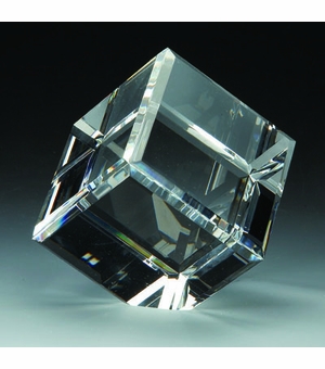 3-1/8 INCH OPTICAL CUT CRYSTAL CUBE