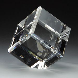 3-1/8 INCH OPTICAL CUT CRYSTAL CUBE