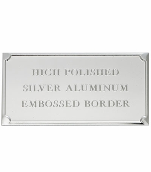 3-1/8 X 1-9/16 Inch Silver Aluminum Embossed Plate with Beveled Edge