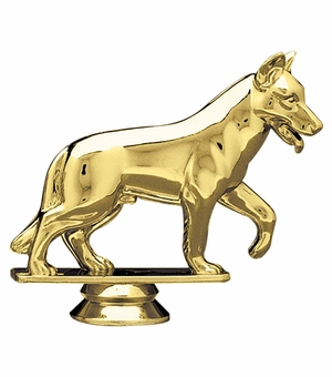 3-3/4 INCH GOLD PLASTIC ALSATIAN DOG TROPHY FIGURE