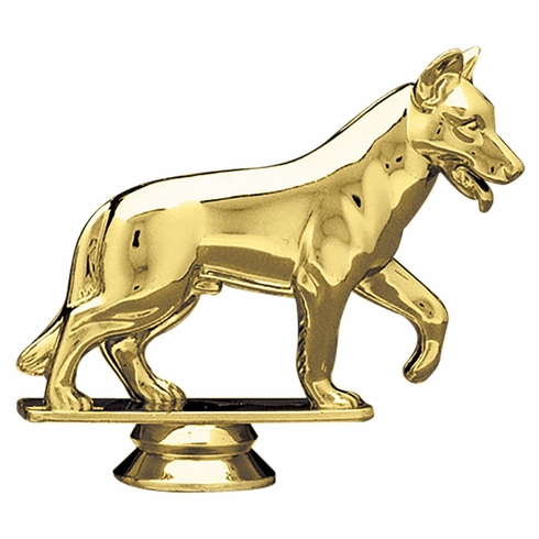 3-3/4 INCH GOLD PLASTIC ALSATIAN DOG TROPHY FIGURE