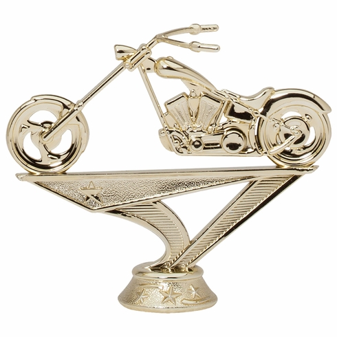 3-3/4 INCH GOLD PLASTIC CHOPPER MOTORCYCLE TROPHY FIGURE