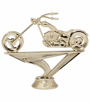 3-3/4 INCH GOLD PLASTIC CHOPPER MOTORCYCLE TROPHY FIGURE