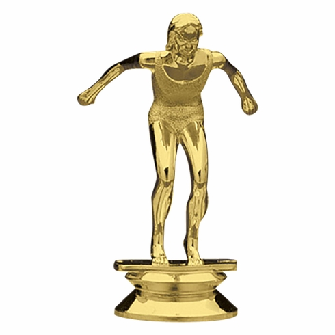 3-3/4 INCH GOLD PLASTIC FEMALE SWIMMER TROPHY FIGURE