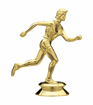 3-3/4 INCH GOLD PLASTIC FEMALE TRACK TROPHY FIGURE