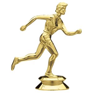 3-3/4 INCH GOLD PLASTIC FEMALE TRACK TROPHY FIGURE